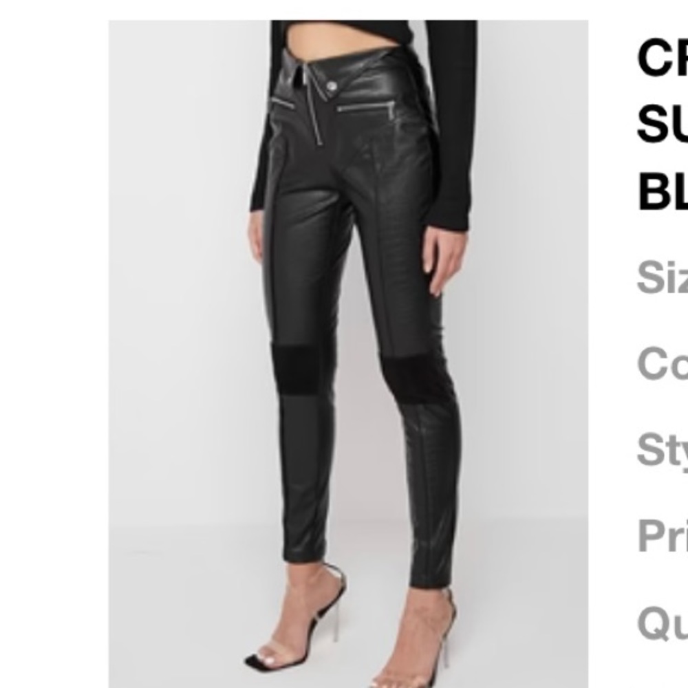 Manière De Voir | CROC VEGAN LEATHER & SUEDE LEGGINGS- BLACK